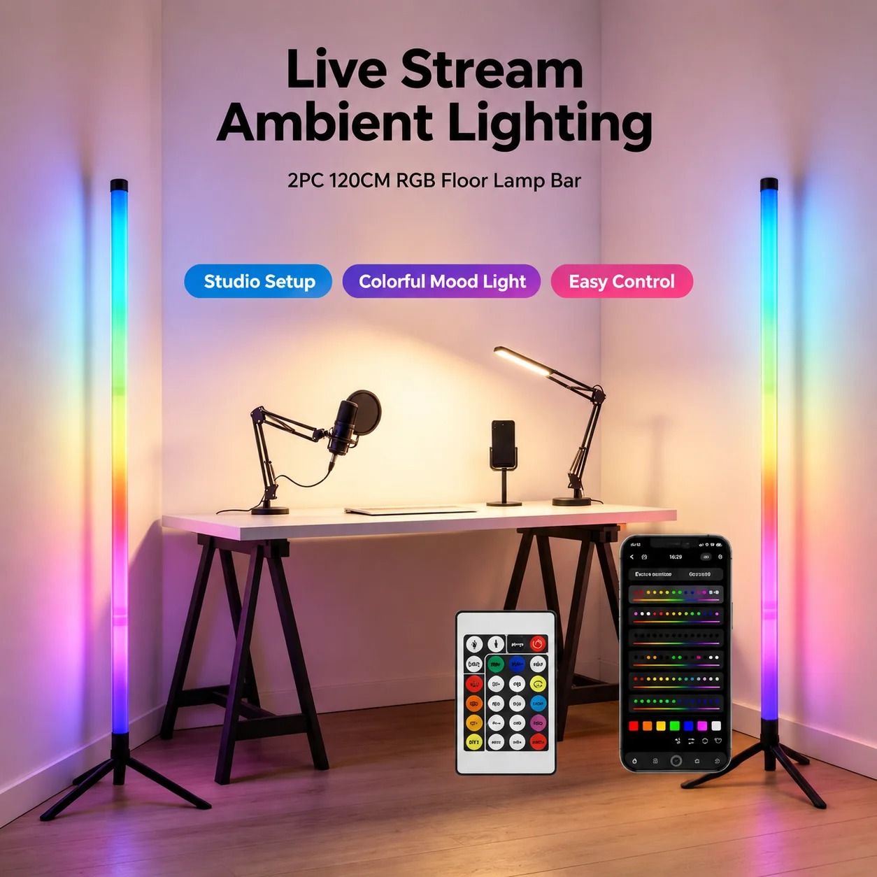 2 SZT. Lampa podłogowa RGB 120 – Photography Lighting Game recenzja i cena